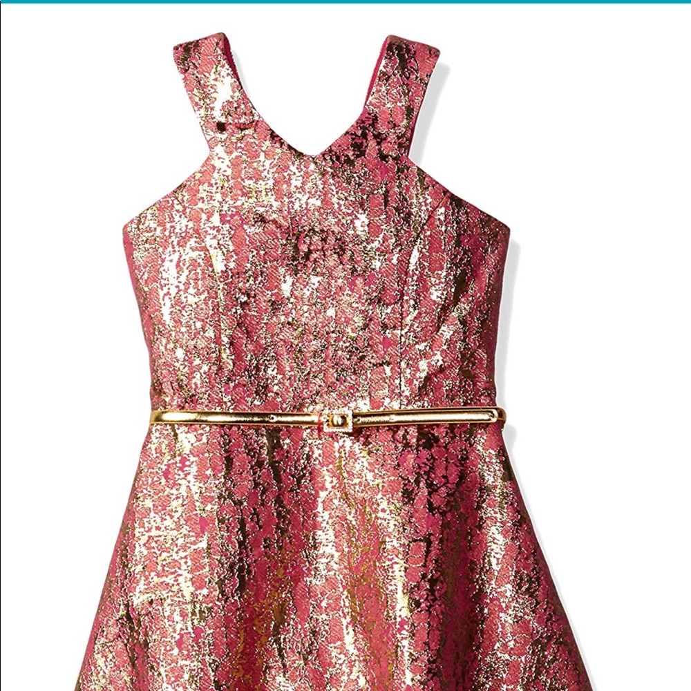 LIKE NEW BLUSH BY US ANGELS Rose & Gold Dress Sz 8